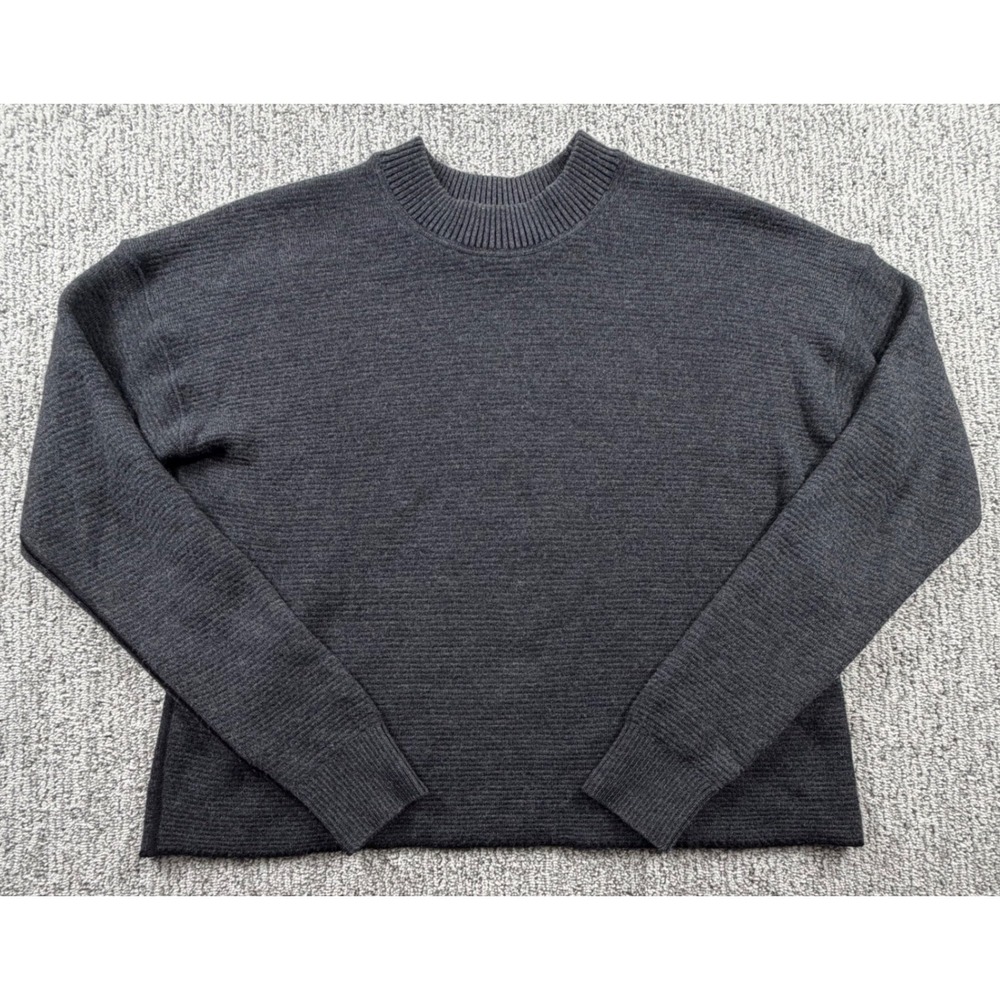 Lululemon Sweater Womens Size 10 Gray Crewneck Ribbed Knit Long Sleeve Pullover